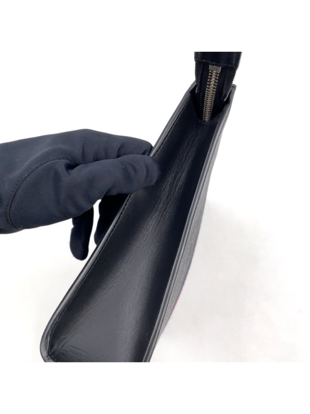 ★SOLD★ Gucci GG Supreme Webbing Line Leather Black Clutch Silver - Picture 13 of 15